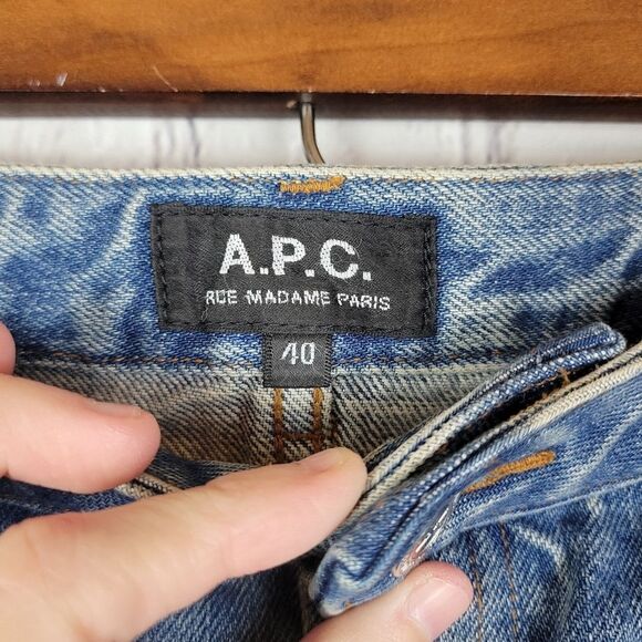 A.P.C. Rue Madame Paris Light Wash Cotton Mini Denim Skirt - Picture 6 of 8
